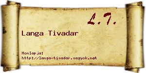Langa Tivadar névjegykártya